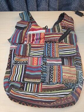 Himalaya Handmade Patchwork Crossbody Boho Sling Bag Cotton Woven Nepal Festival